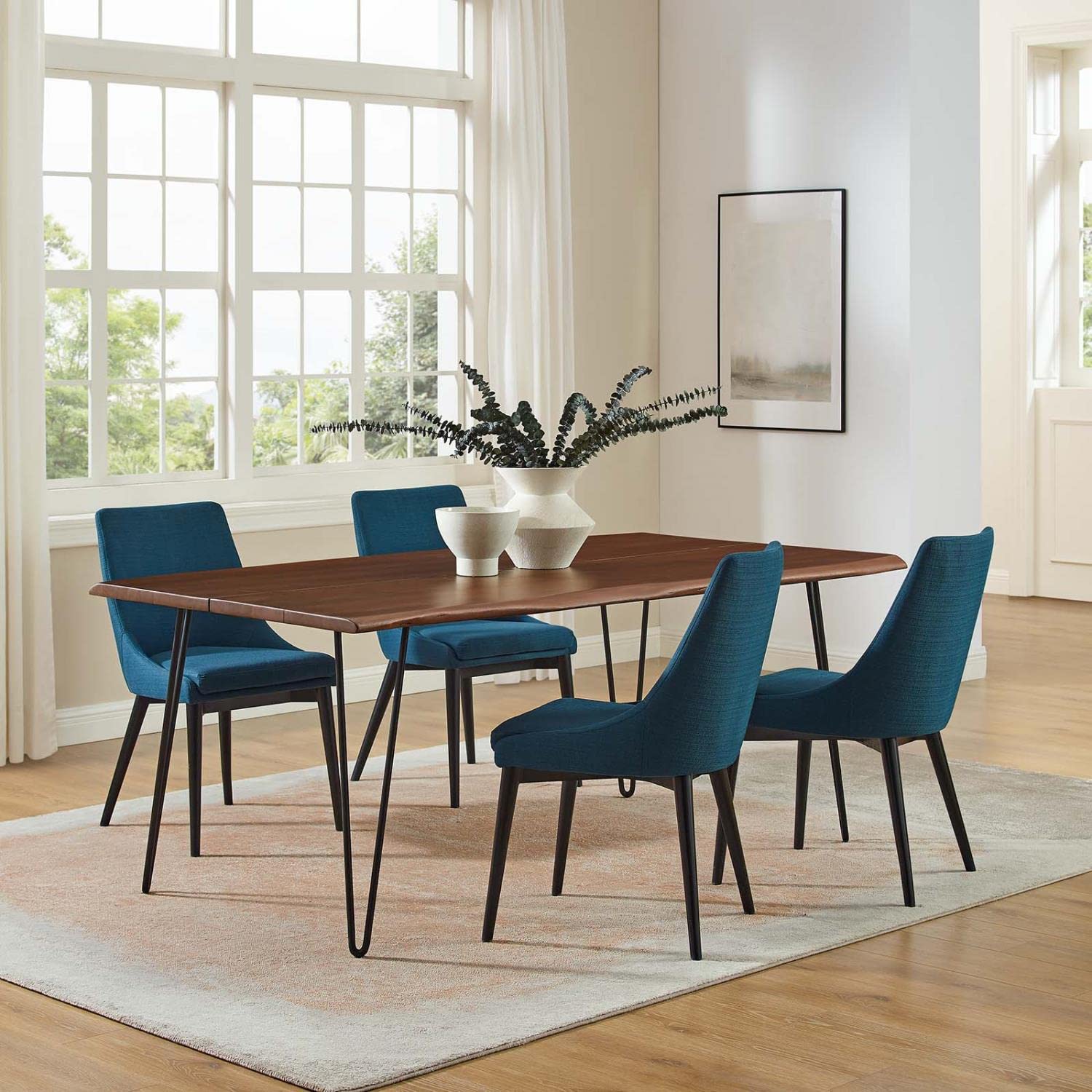 Modway Ardor 74&Quot; Live Edge Acacia Wood Rectangular Dining Table In Black Walnut