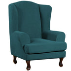 Turquoize Wingback Chair Covers 2 Piece Wing Chair Slipcover Stretch Slipcovers For Wingback Chairs Wing Chair Cover Spandex Jacquard Fabric With Elastic Bottom Non-Slip Furniture Cover, Deep Teal