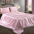 Rudong M 4 Piece Pink Satin Sheets Full Size Satin Bed Sheets Set Silky Satin Sheet With 1 Deep Pocket Fitted Sheet+1 Flat Sheet