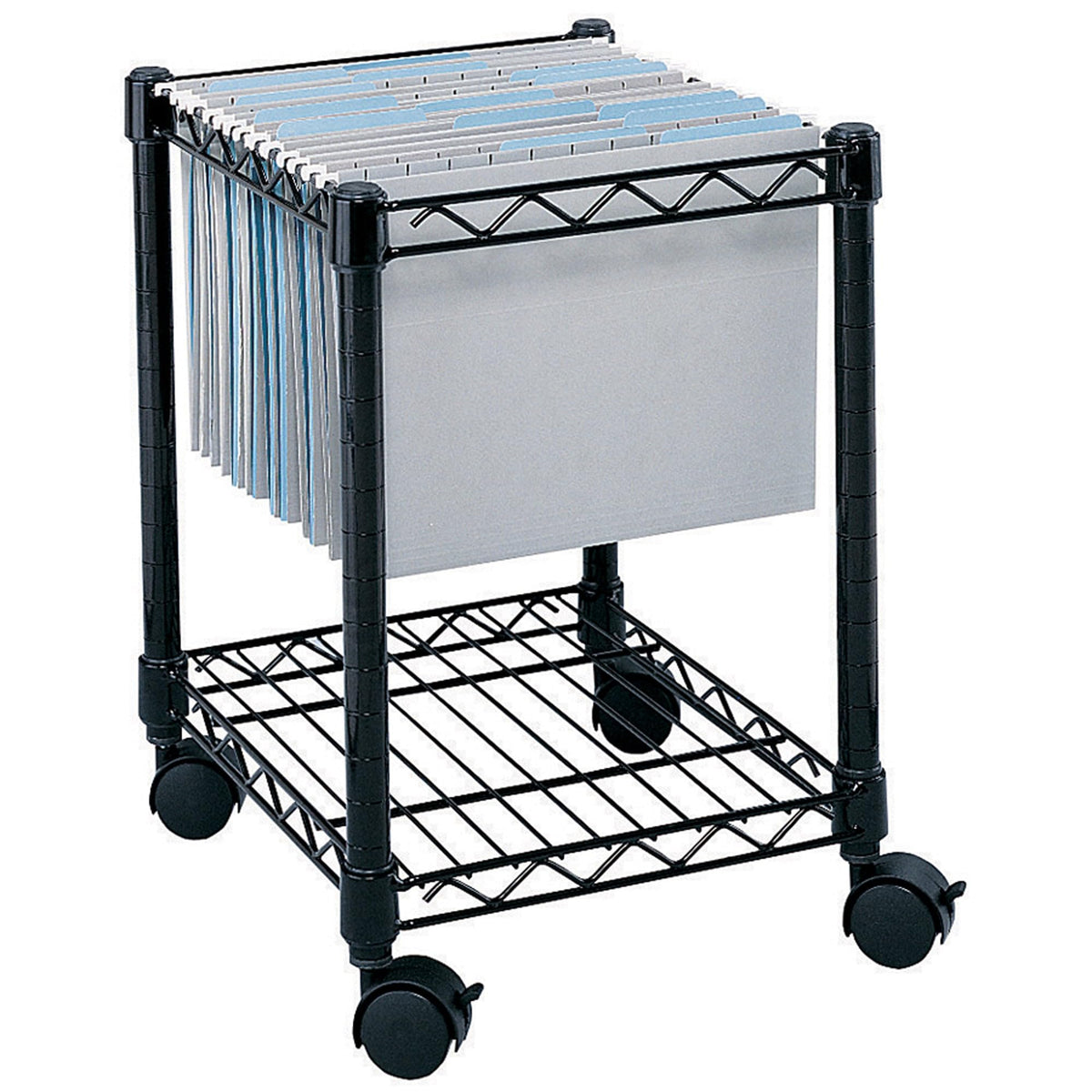 Safco Compact Rolling Cart, Fits Letter and Legal-Size Hanging Folders, Mobile File Storage, Steel, Black