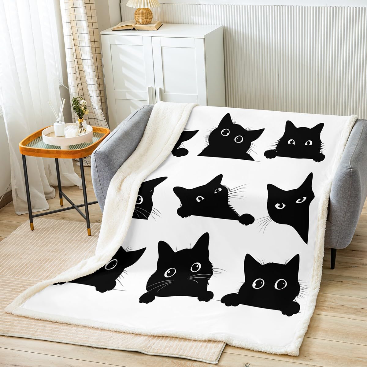 Feelyou Black Cat Fuzzy Blanket For Kids Toddler Cute Pet Cats Fleece Throw Blanket Kawaii Kitten Plush Blanket And Throws Super Soft Cozy Animal Sherpa Blanket 60'X80'