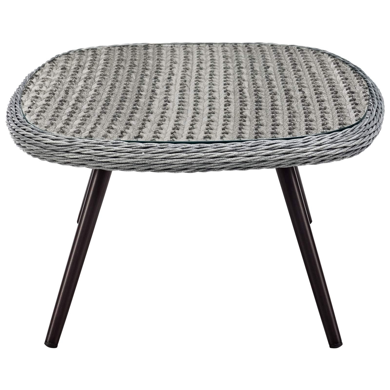 Modway Endeavor Wicker Rattan Aluminum Glass Outdoor Patio Coffee Table in Gray