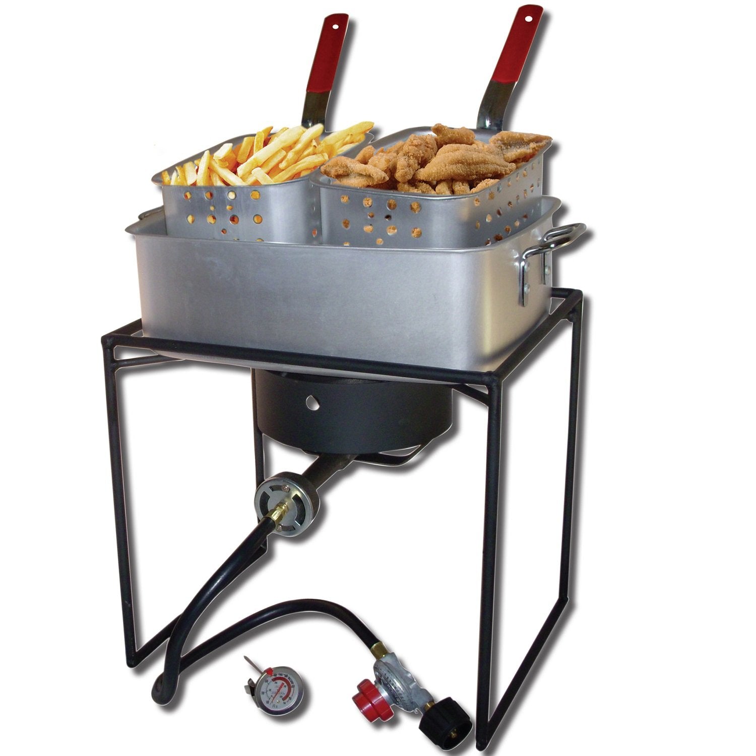 King Kooker 1618 16-Inch Propane Outdoor Cooker With Aluminum Pan And 2 Frying Baskets, Multicolor