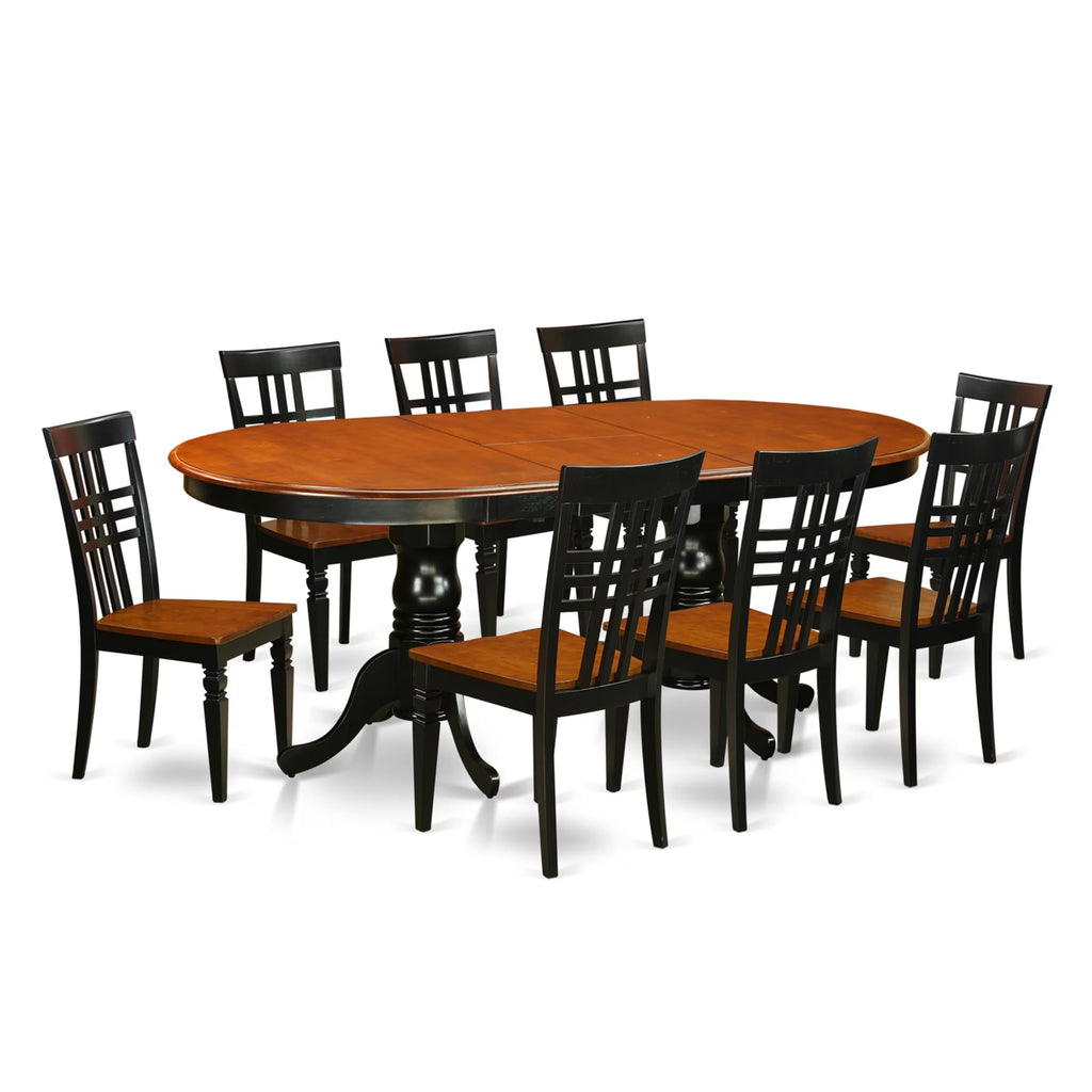 East West Furniture PVLG9-BCH-W 9 Piece Room Furniture Set Includes an Oval Kitchen Table with Butterfly Leaf and 8 Dining Chairs, 42x78 Inch