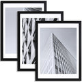 ELSKER&HOME 18x24 Poster Frame Black 3 Pack, Display Pictures 16x20 with Mat or 18x24 Photos without Mat Set of 3, Include 3 Wal