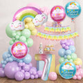 Velunza Set Of 59 Pcs 7Th Birthday Decoration Kit With Number 7 Foil Balloon, Rainbow Foil Balloon, Happy Birthday Banner, Round