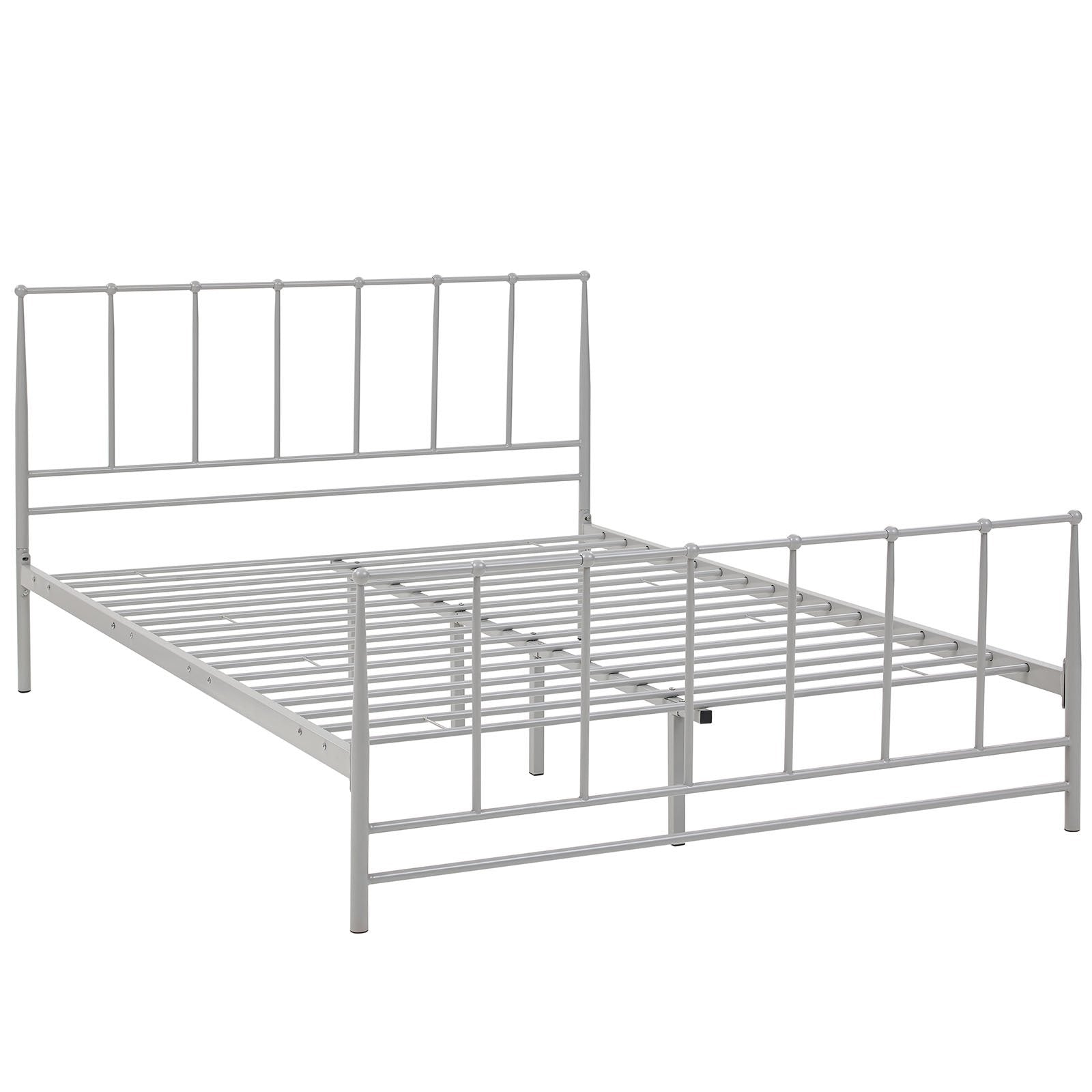 Modway Estate Steel Metal King Platform Bed With Metal Slat Support In Gray
