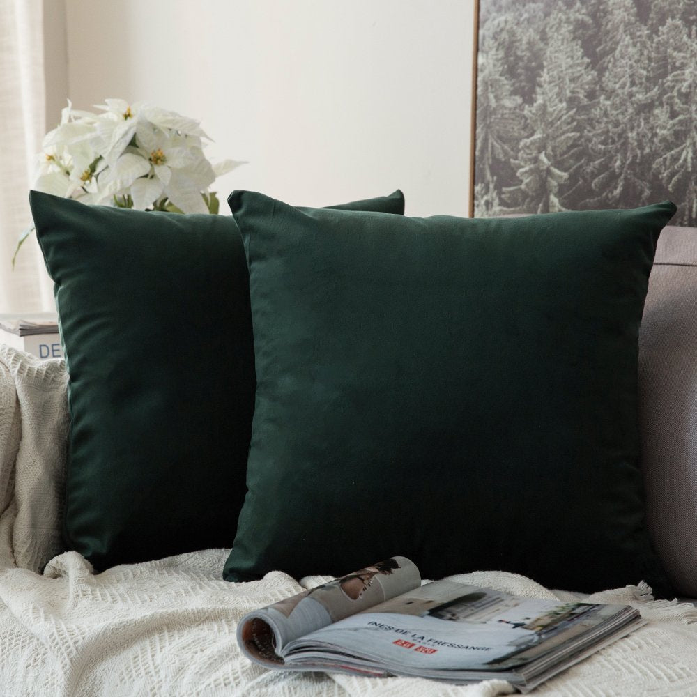 Miulee Pack Of 2 Velvet Pillow Covers Decorative Square Pillowcase Soft Solid Cushion Case For Spring Decor Sofa Bedroom Car 24X