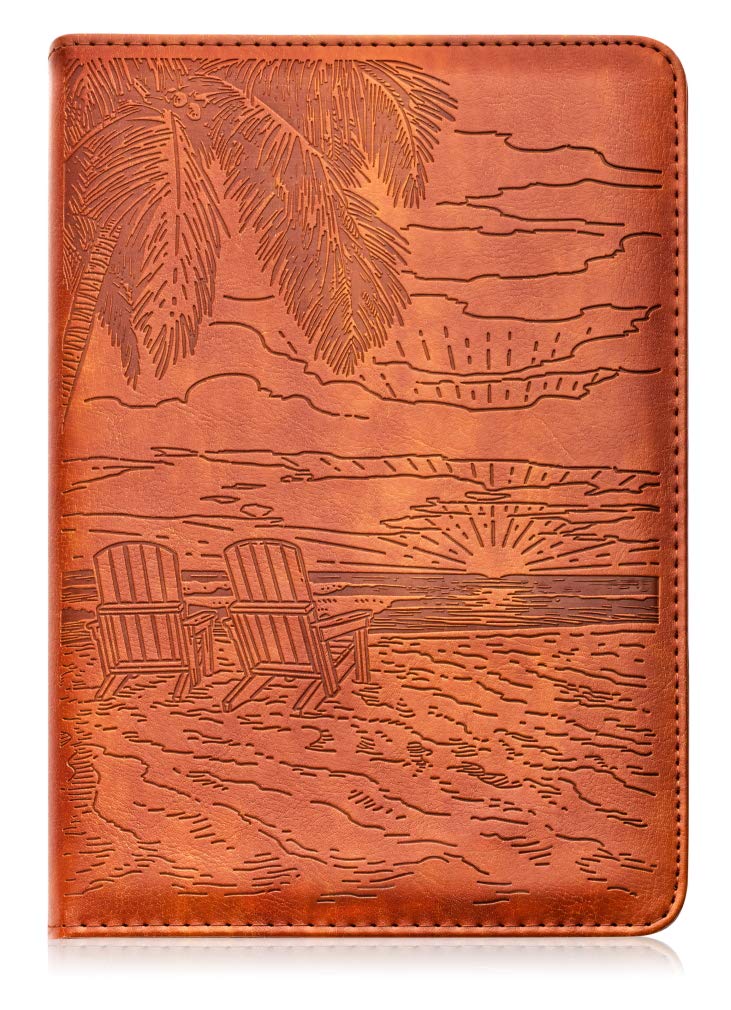 Sohospark Beach Chairs Refillable Faux Leather Journal, 6X8.7 Vegan Lined Writing Journal For Women Or Men