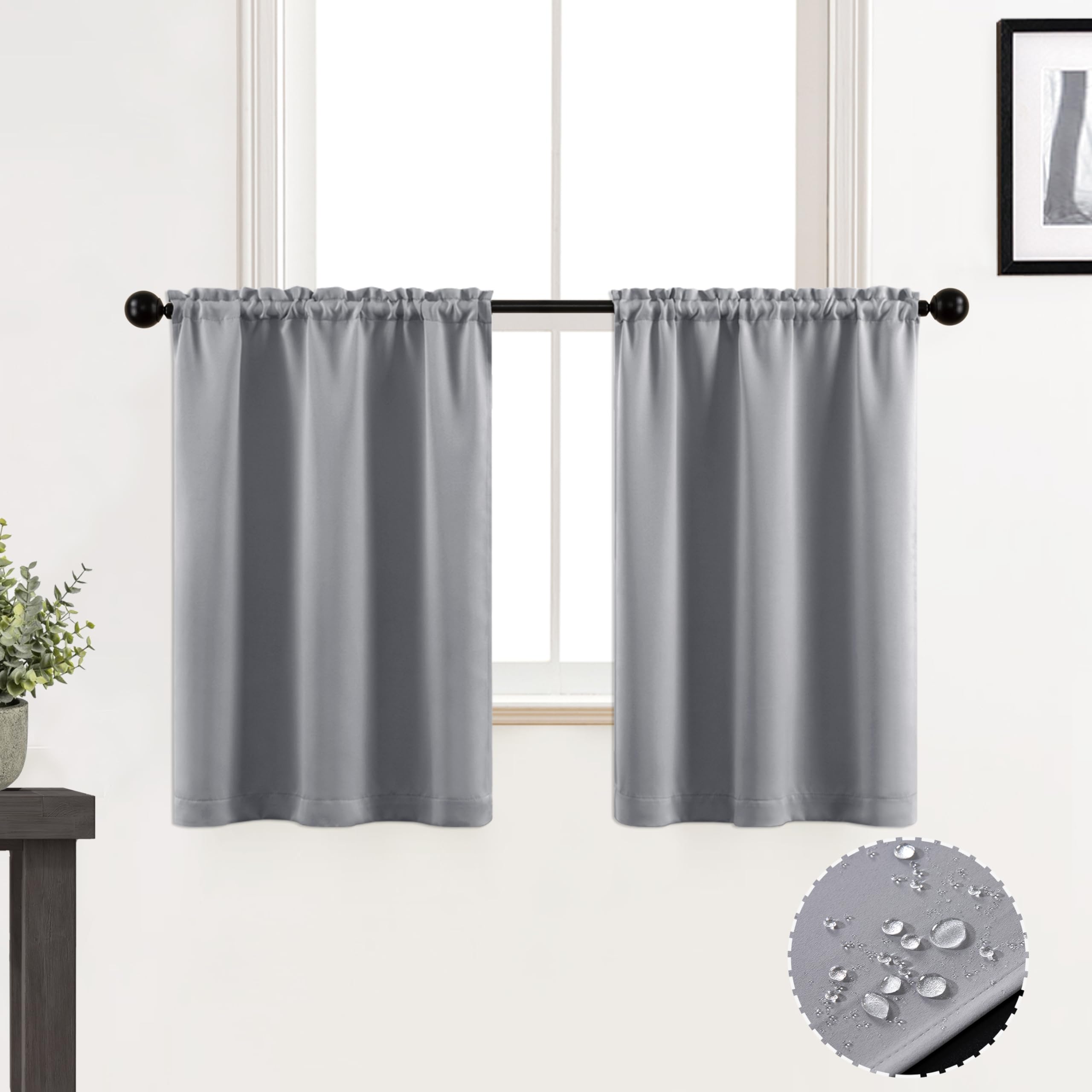 Xtmyi Rv Curtains/Mini Blinds/Camper Window Shade,Insulation Blackout Short Light Grey Bathroom Curtains For Shower Window Cover
