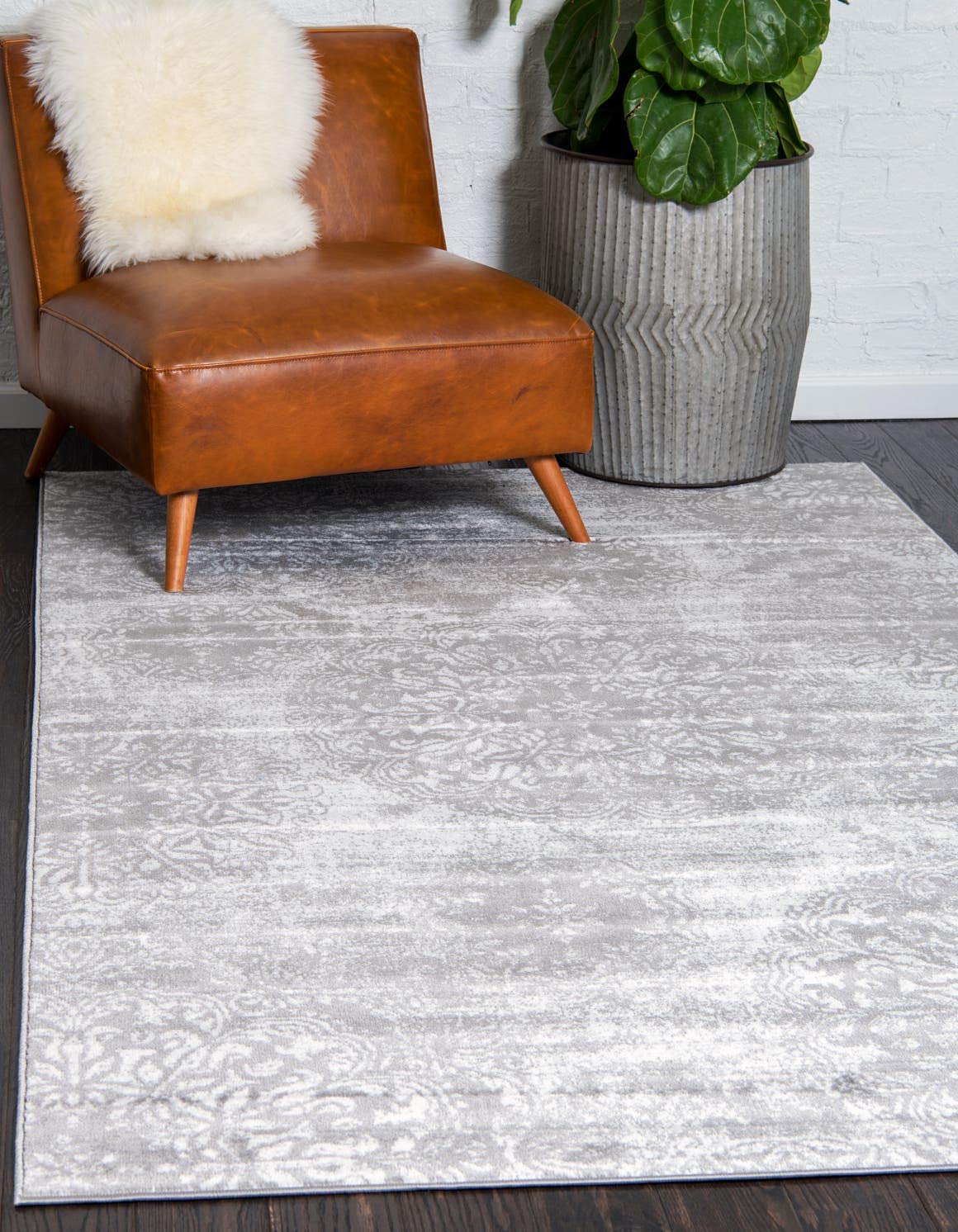 Unique Loom Sofia Collection Area Rug - Grand (7 10 x 11 Rectangle, Gray/ Ivory)