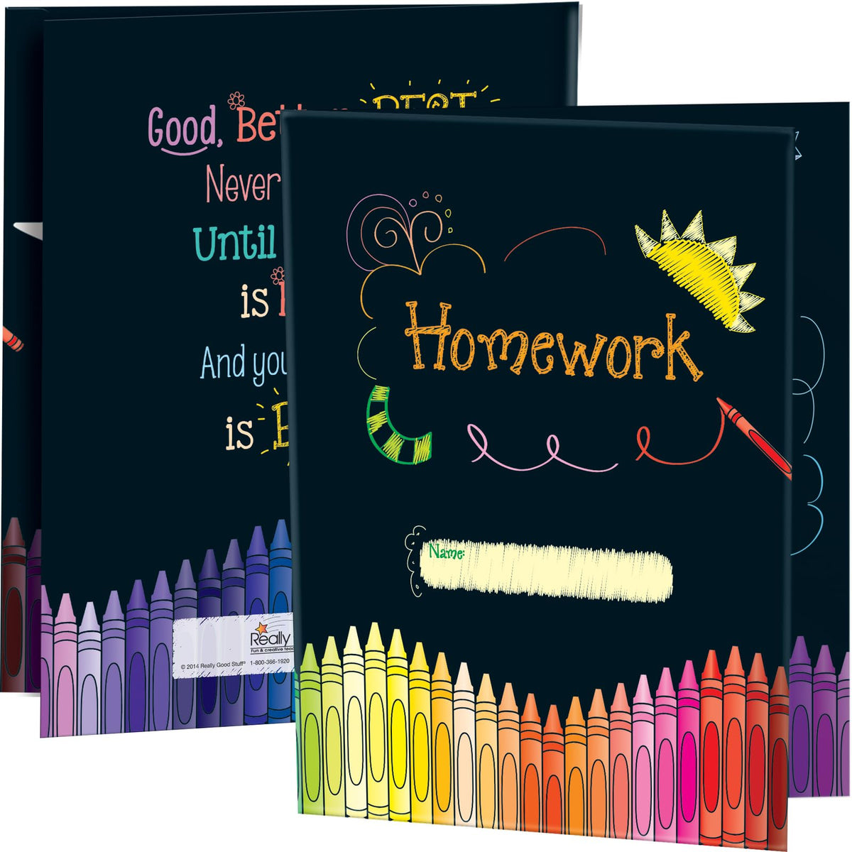 Really Good Stuff Homework Tri-Fold 3-Pocket Folders - 12 Folders