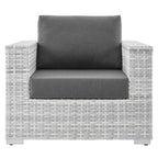 Modway Convene Wicker Rattan Outdoor Patio Armchair in Light Gray Charcoal