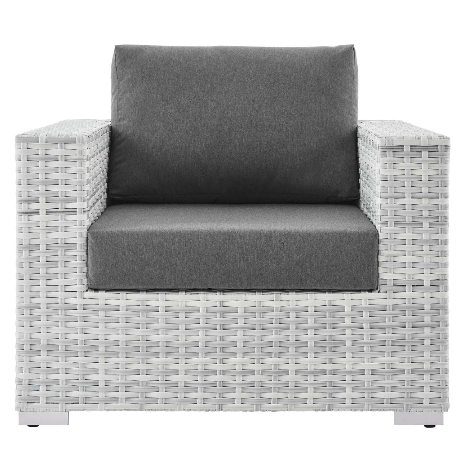 Modway Convene Wicker Rattan Outdoor Patio Armchair in Light Gray Charcoal
