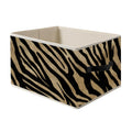 LRWHDFW Black and Beige Zebra Print Storage Bins, Modern Abstract Zebra Striped Foldable Closet Organizers Storage Basket Toybox