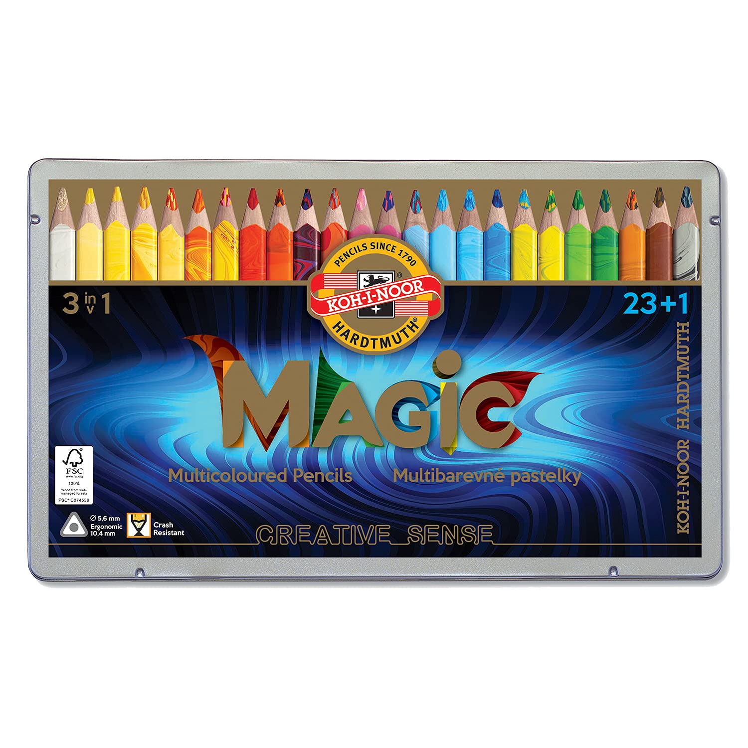 Koh-I-Noor Magic Jumbo Triangular Coloured Pencil, Pack Of 24, Multicolor