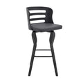 armen LIVING Verne 30 '' Seat Height Swivel Gray Faux Leather and Black Wood Bar Stool
