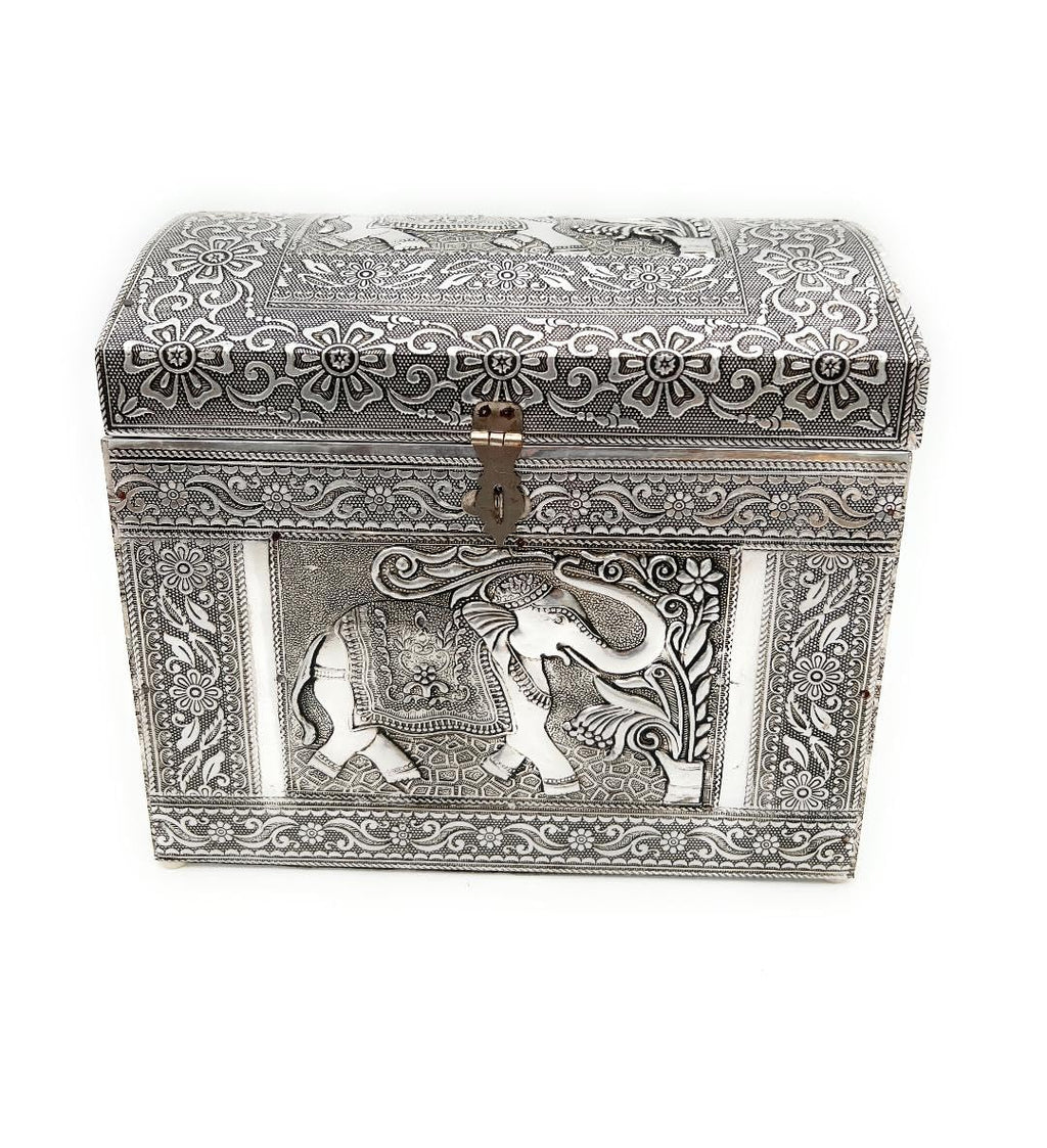 Artist Unknown Aluminum Oduduwa Chest - Vintage, Silver, 8.5 Inches