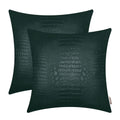 BRAWARM Faux Leather Pillow Covers 20 X 20 Inches, Dark Green Leather Pillow Covers Pack of 2, Crocodile Leather Decorative Thro