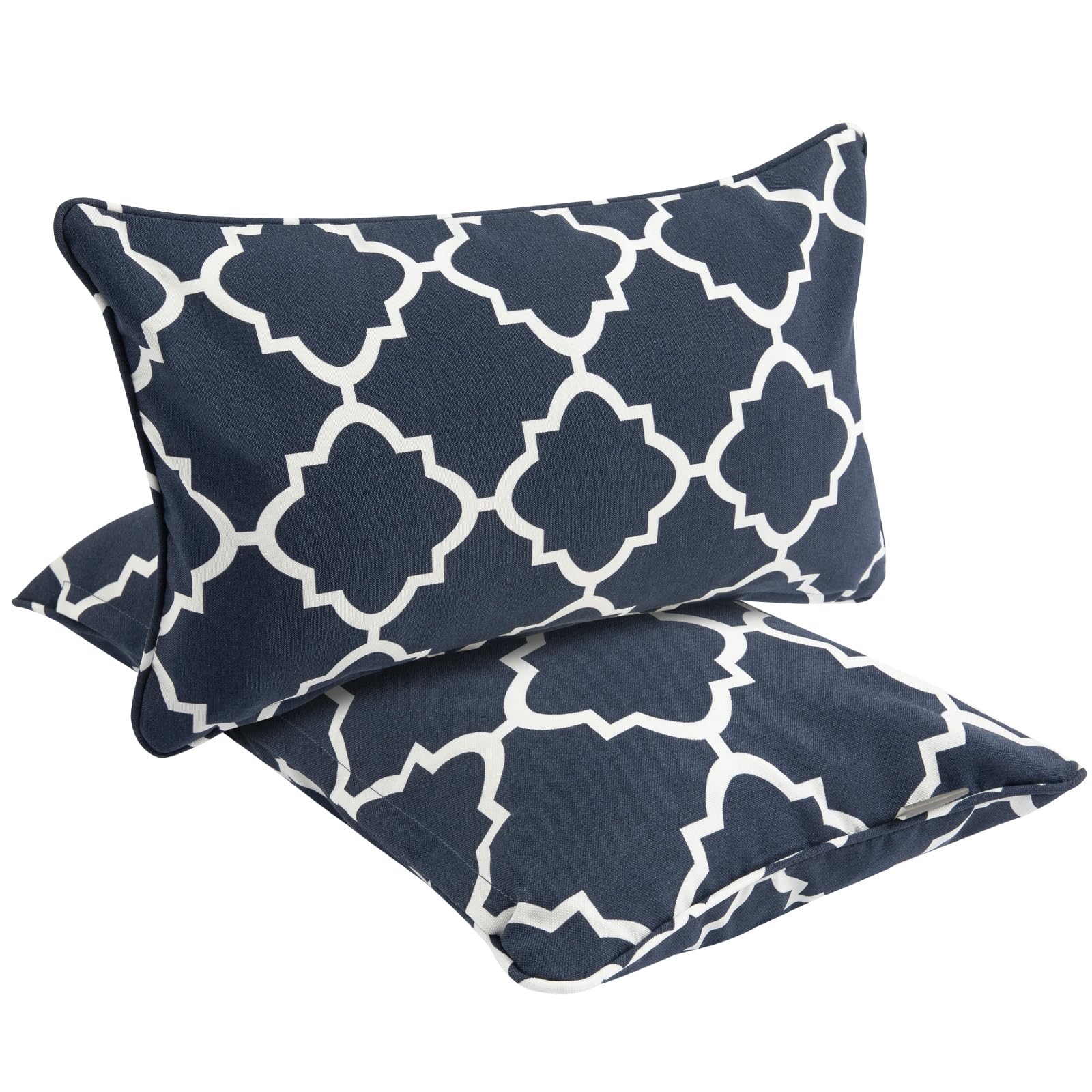 Funhome Outdoor Lumbar Pillows Waterproof 12X20 Inch,Decorative Throw Pillow Set Of 2 With Insert,Hidden Zipper Headrests For Pa