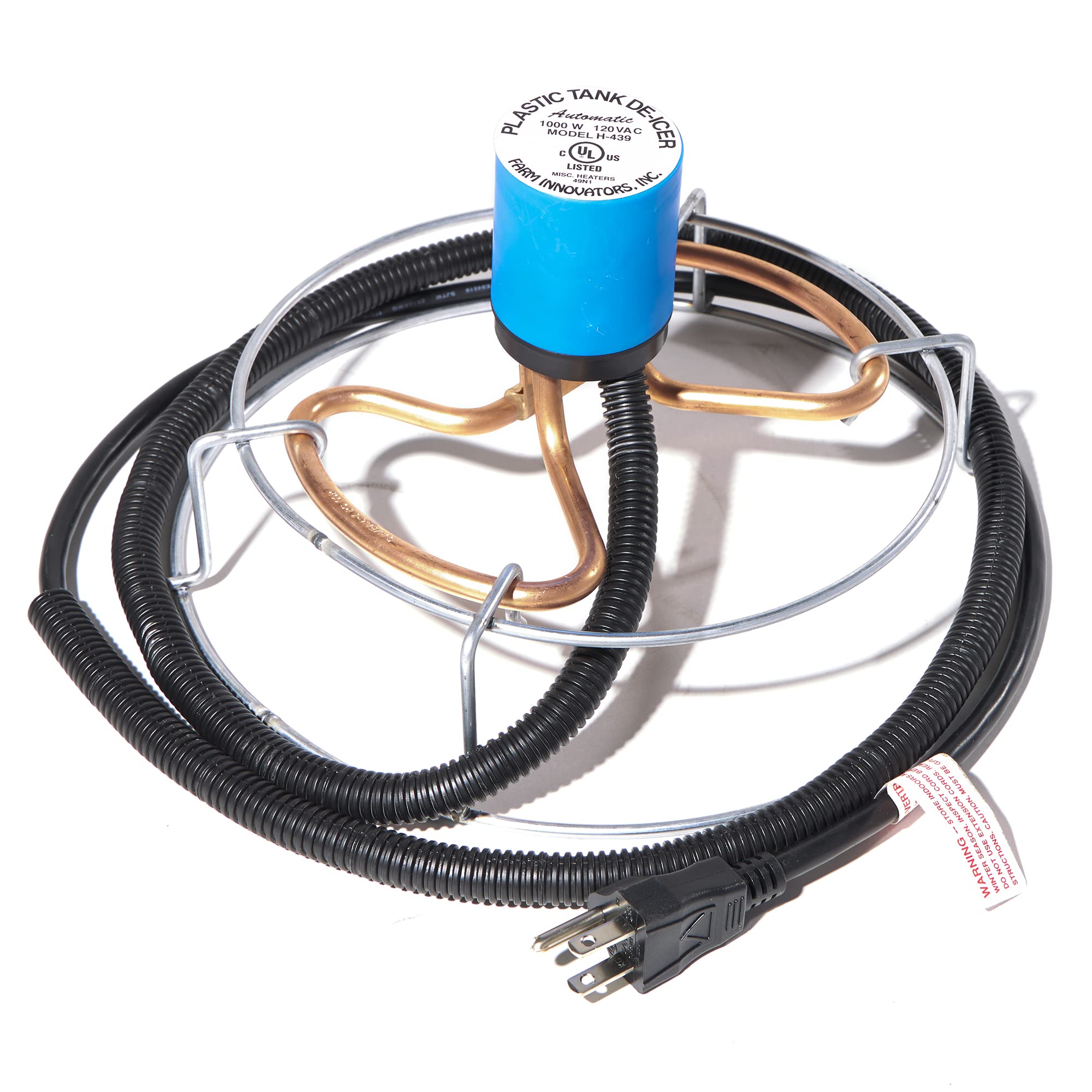 Farm Innovators Model H-439 Economical Submergible Tank De-Icer With Attached Guard, 1,000-Watt