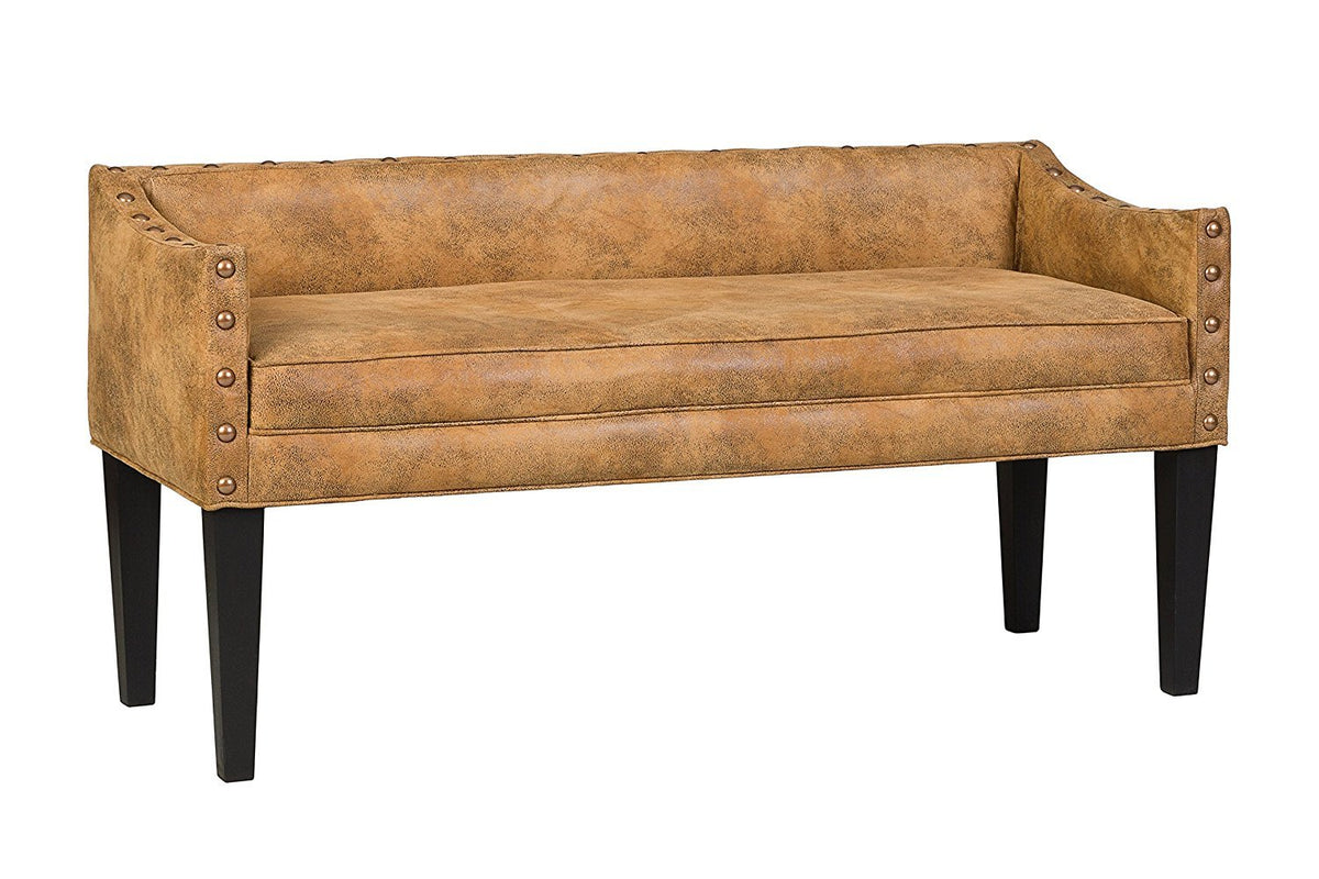 Leffler Home Whitney Transitional Long Upholstered Bench, Rustic Brown