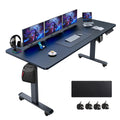 farexon Electric Standing Desk Adjustable Height, 63x24 Inches Computer Desk with Rolling Wheels, Mouse Pad,Multifunctional Stan