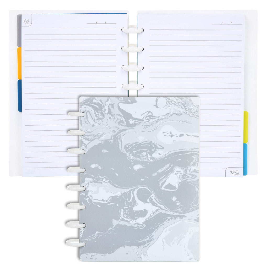 Talia Discbound Notebooks, Planner, Customizable, (Marble Flow Carrara, Junior (5.5In X 8.5In))