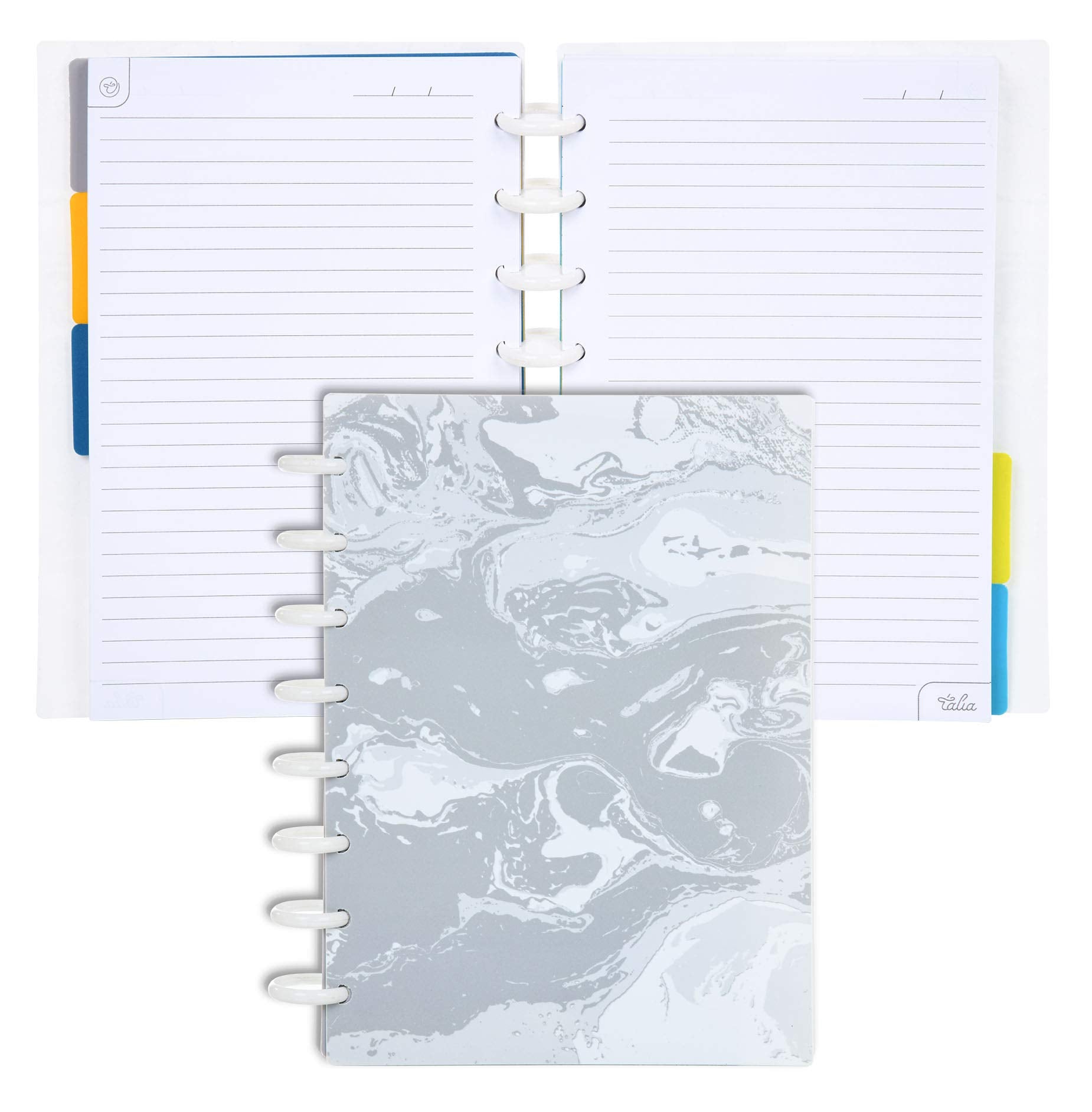 Talia Discbound Notebooks, Planner, Customizable, (Marble Flow Carrara, Junior (5.5In X 8.5In))