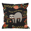 Hgod Designs Sloth Throw Pillow Covers Decorative Follow Your Dreams Throw Pillow Cute Baby Sloth On The Tree Cotton Linen Squar