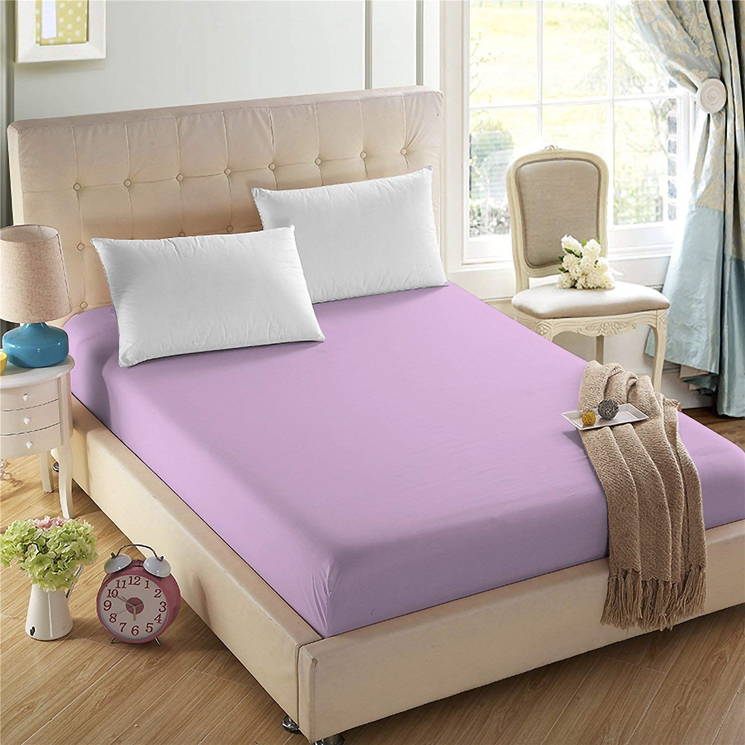 4U'Life Single Fitted Sheet, Prime 1800 Series, Ultra Soft & Comfortable, Double Brushed Microfiber (Lavender Purple, Full)