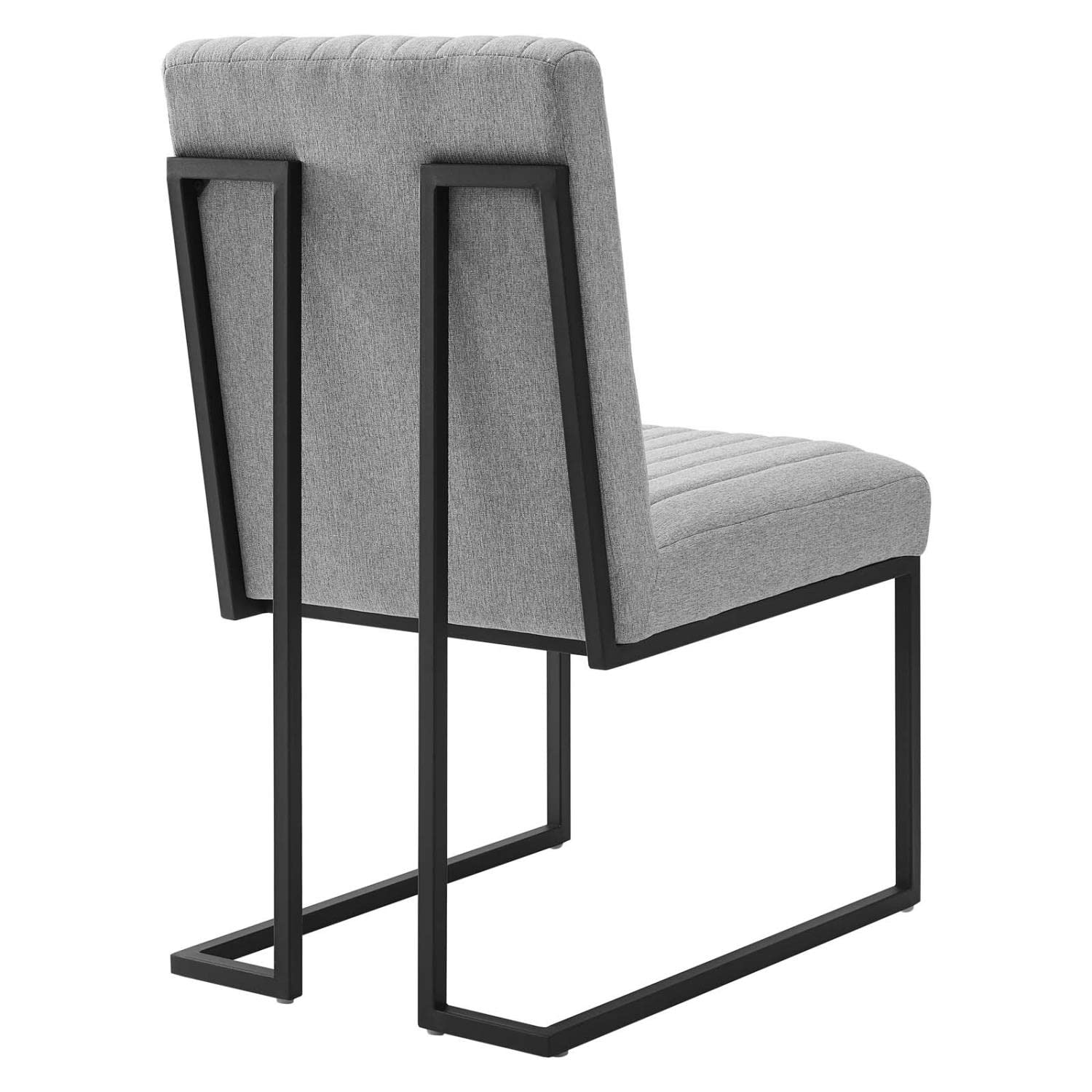 Modway Indulge Channel Tufted Fabric Dining Chair, Light Gray