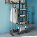 Zinus Brock Etagere Bookcase with Hanging Storage, 4-Shelf Bookcase, Metal Frame, Solid Acacia Wood, Easy Assembly