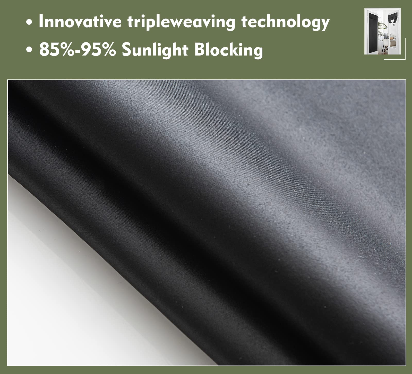 Pi Blackout Door Panel Curtain, 26X20 Inches, Polyester, Black, For Small Window/Door/Office, Thermal Insulated, Easy Care, 1 Panel (W26Xl20)