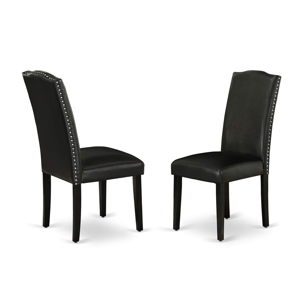 East West Furniture V-Style 5 Piece Dinette Set For 4 Includes A Rectangle Dining Room Table With V-Legs And 4 Black Faux Leather Upholstered Parson Chairs, 40X72 Inch, Multi-Color
