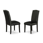 East West Furniture V-Style 5 Piece Dinette Set For 4 Includes A Rectangle Dining Room Table With V-Legs And 4 Black Faux Leather Upholstered Parson Chairs, 40X72 Inch, Multi-Color