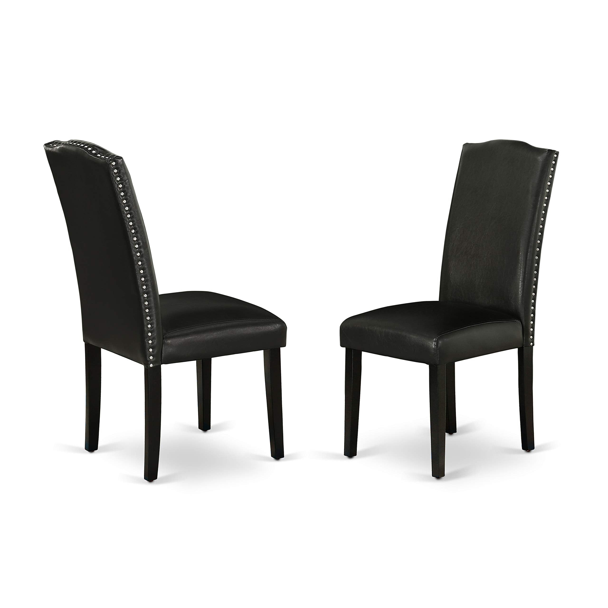 East West Furniture V-Style 5 Piece Dinette Set For 4 Includes A Rectangle Dining Room Table With V-Legs And 4 Black Faux Leather Upholstered Parson Chairs, 40X72 Inch, Multi-Color