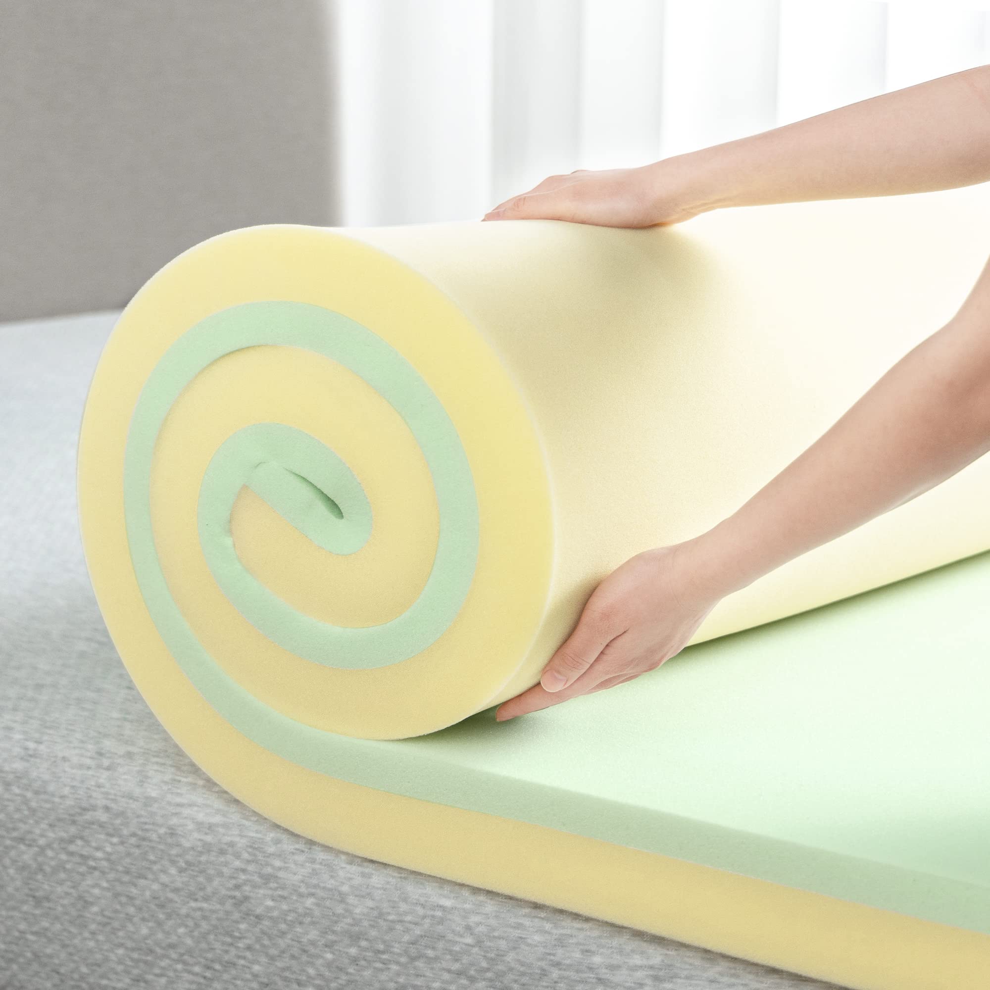 Zinus 4 Inch Green Tea Memory Foam Mattress Topper Pressure-Relieving CertiPUR-US Certified Twin