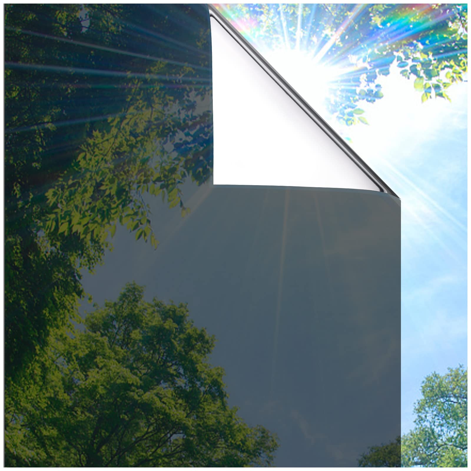 Coavas One Way Privacy Window Film, Daytime Window Film See Out Not in, Reflective Window Tint Heat Blocking, Static Cling Non-A