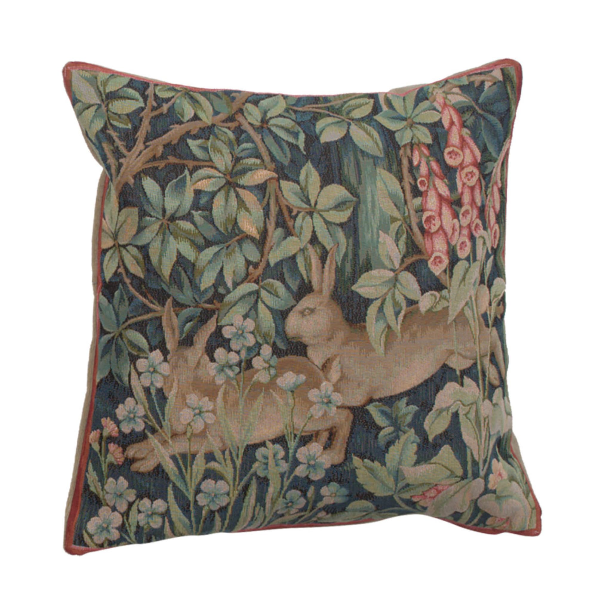 Charlotte Home Furnishings Inc. Two Hares In A Forest Large Square Throw Pillow Cover - 19 X 19 Decorative Boho Cushion Cotton R