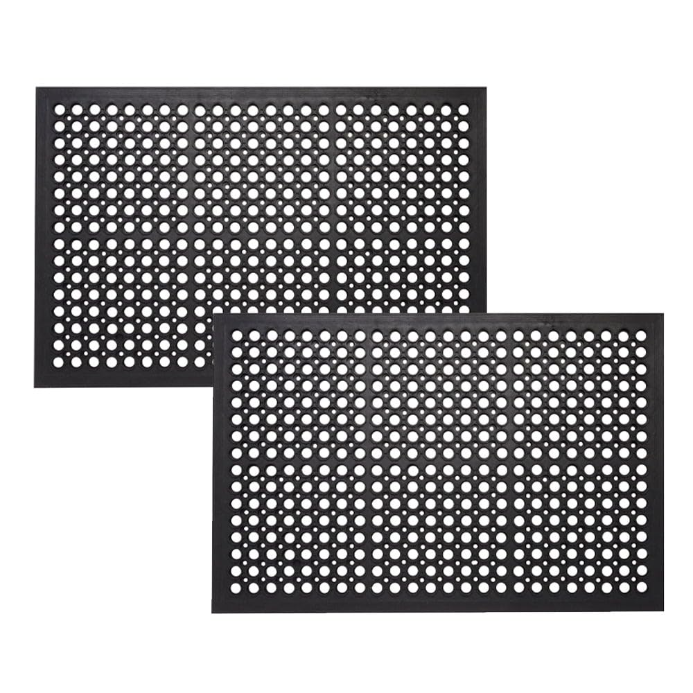 Envelor 2-Pack Anti Fatigue Rubber Floor Mat Non-Slip Restaurant Mat For Floors Bar Mat Drainage Mat Doormat Door Mat Utility Garage Floor Mat Home Mat Anti Slip Entry Mat 24 X 36 Inches
