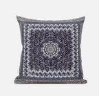 HomeRoots Bright Blue Turquoise 18â€ Gray Peach Holy Floral Zippered Suede Throw Pillow