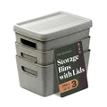 BINO | Plastic Storage Bins with Lids, 5 Liter  3 Pack, Natural Grey | THE BRAIDED COLLECTION | Plastic Bins for Organization W