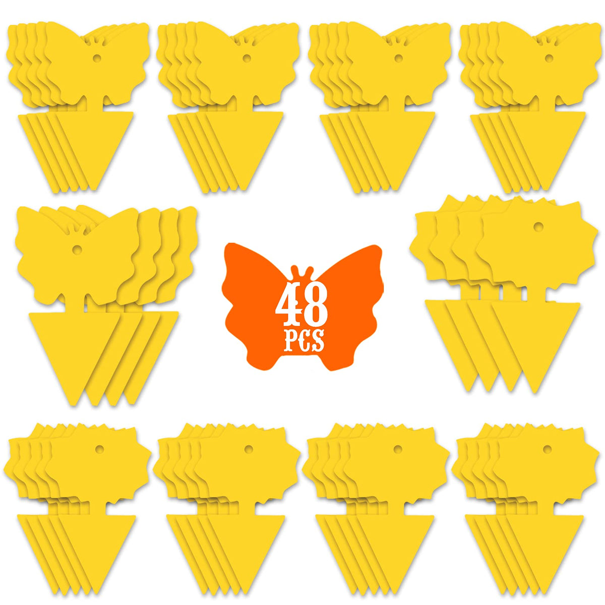 48Pcs Fruit Fly Sticky Traps, Fungus Gnat Traps Insect Trap For Plants Kitchen Indoor And Outdoor(48 Lemon Yellow )