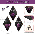3 Pcs Purple Wall Decor Inspirational Purple Rose Bathroom Decor Wooden Purple Wall Art Office Wall Decor With Accept Let Go Hav