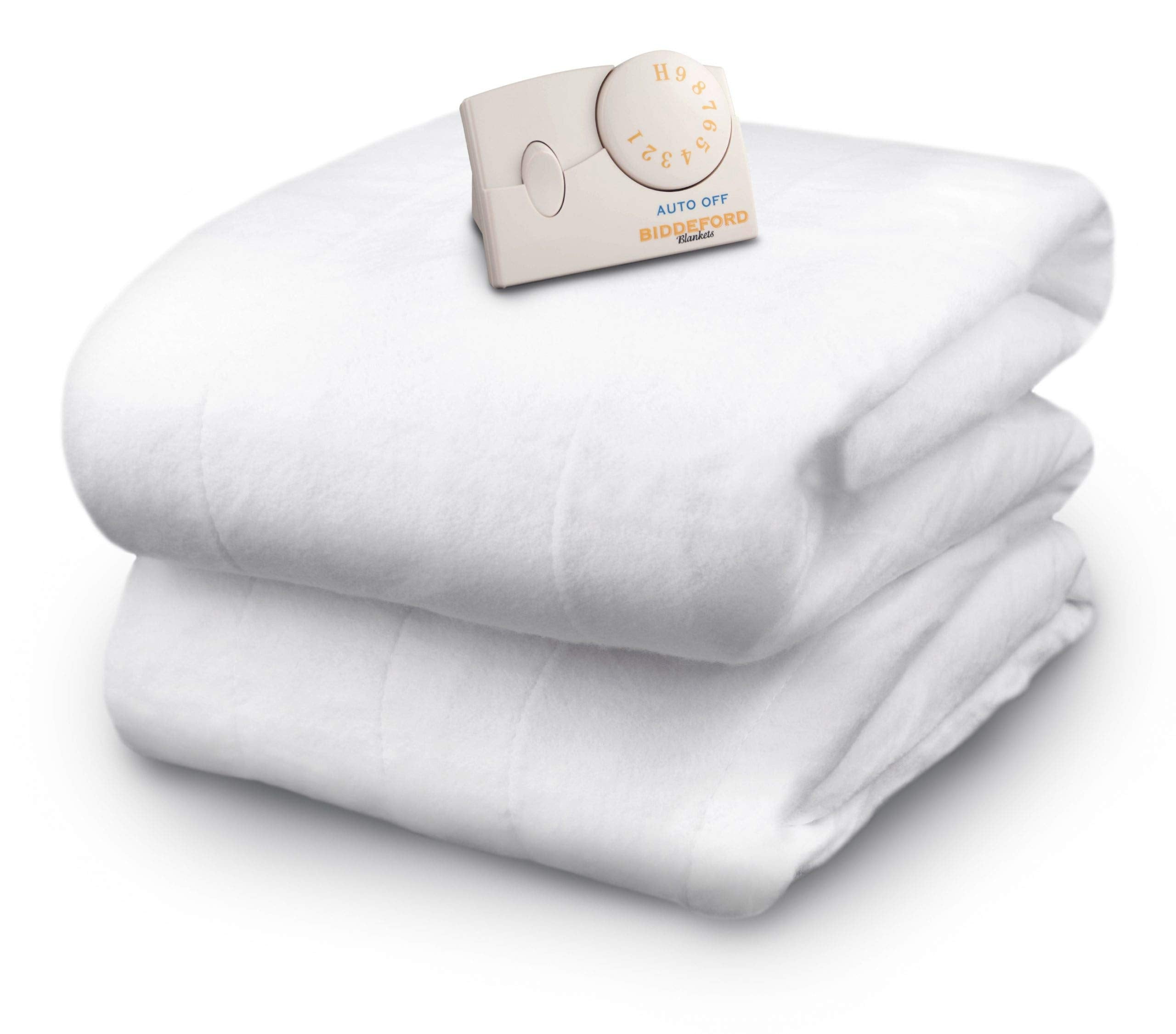 Biddeford Blankets Polyester Electric Heated Mattress Pad With Analog Controller, Twin, White