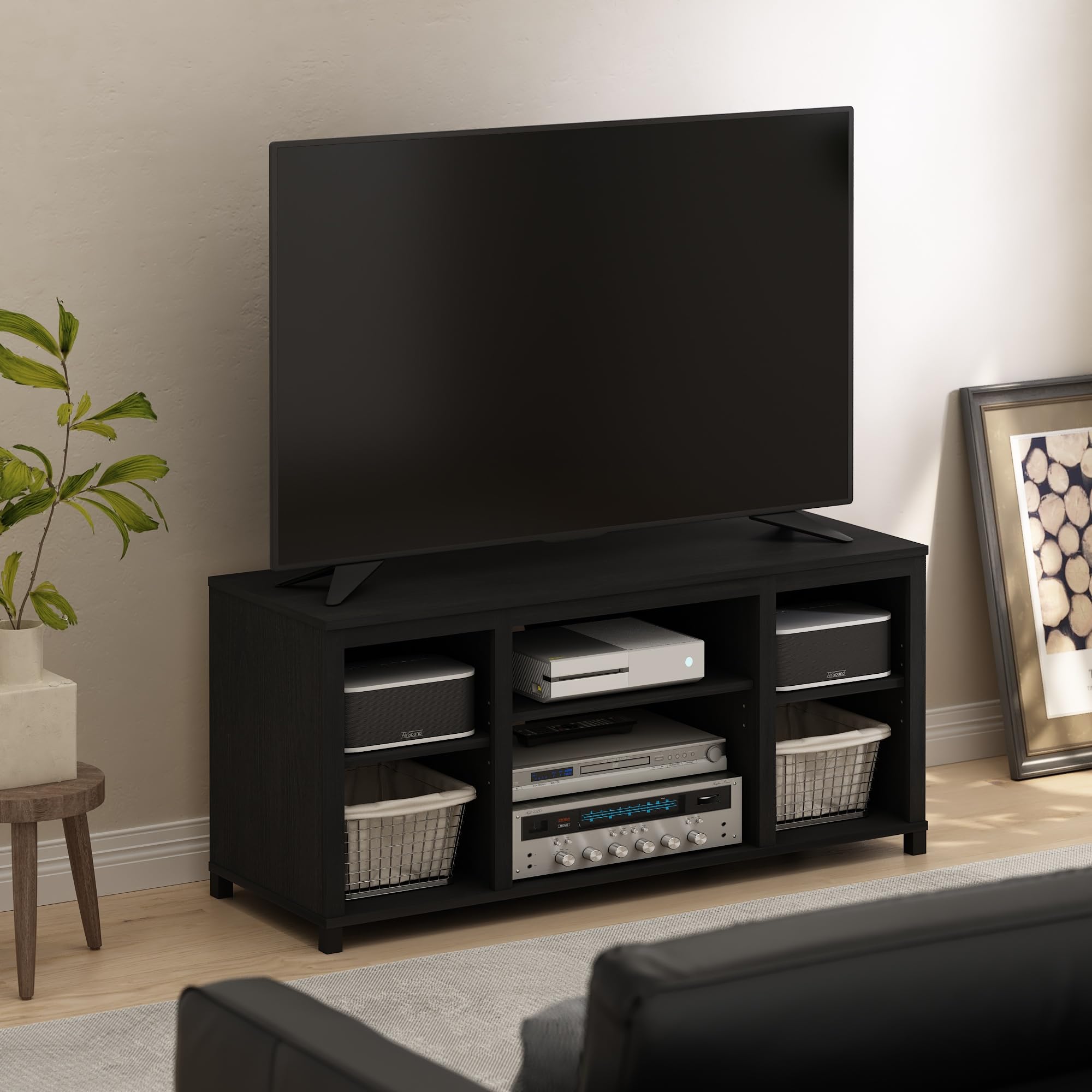 Furinno Classic TV Stand with Shelves for TV up to 55 Inch, Americano