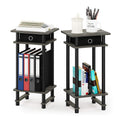 Furinno Turn-N-Tube Tall End Table, French Oak Grey/Black/Black