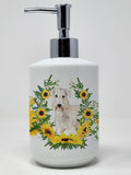 Caroline's Treasures CK2956SOAP Wheaten Terrier in Sunflowers Ceramic Soap Dispenser Hand Soap Dispenser Pump Bottles for Bathro