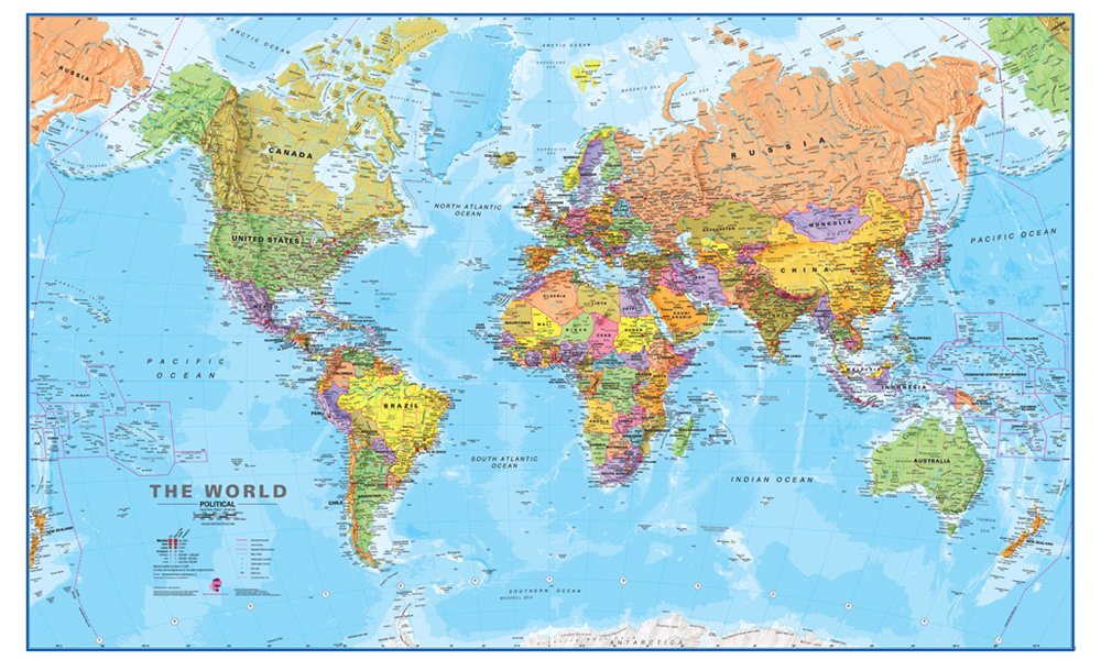 Maps International Giant World Map - Mega-Map Of The World - 46 X 80 - Full Lamination